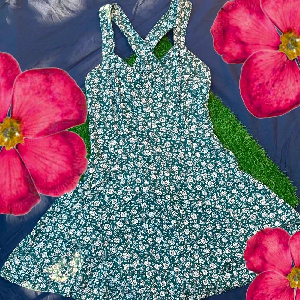 Ultimate 90s RAMPAGE Floral Babydoll Criss Cross Backing Dress MEDIUM